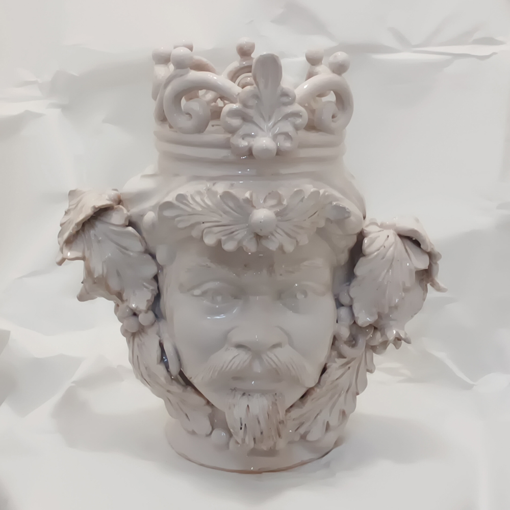Testa di Moro Uomo Smaltata in Bianco Perlato